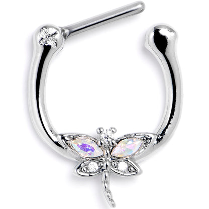 16G 5/16 Aurora CZ Gem Understated Dragonfly Cartilage Clicker