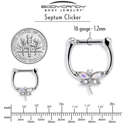 16G 5/16 Aurora CZ Gem Understated Dragonfly Cartilage Clicker