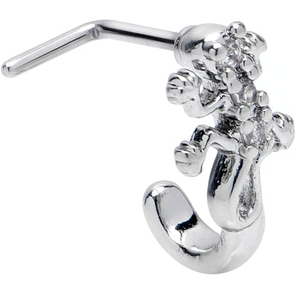 20G 7mm Clear CZ Gem Love Lizard Faux Hoop L Shape Nose Ring