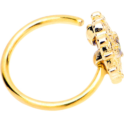 20G 5/16 Vitrail Gem Gold Tone Blossom Bloom Nose Hoop