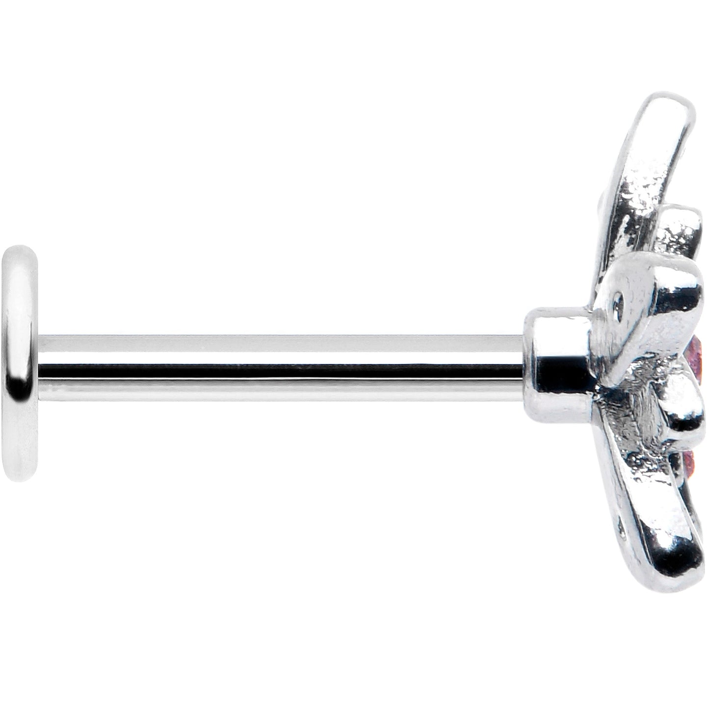 16G 5/16 Pink Clear CZ Gem Snowflake Flower Labret Monroe Tragus