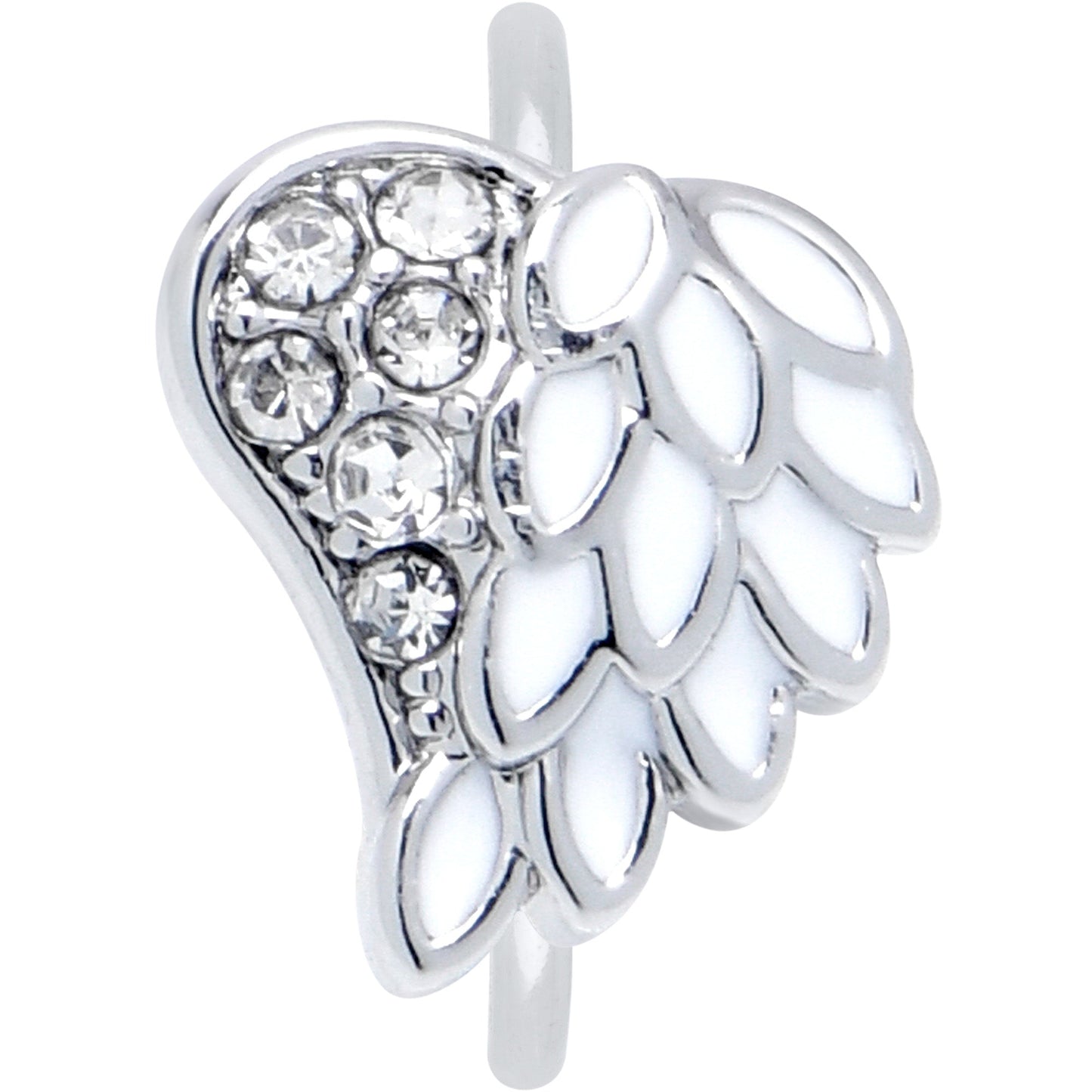 20G 5/16 White Heavenly Heart Angel Wing Nose Hoop