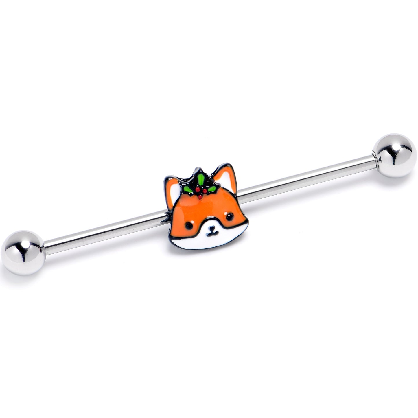 14G Holly Holiday Fox Industrial Barbell 38mm