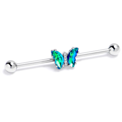 14G Green CZ Gem Simply Colorful Butterfly Industrial Barbell 38mm
