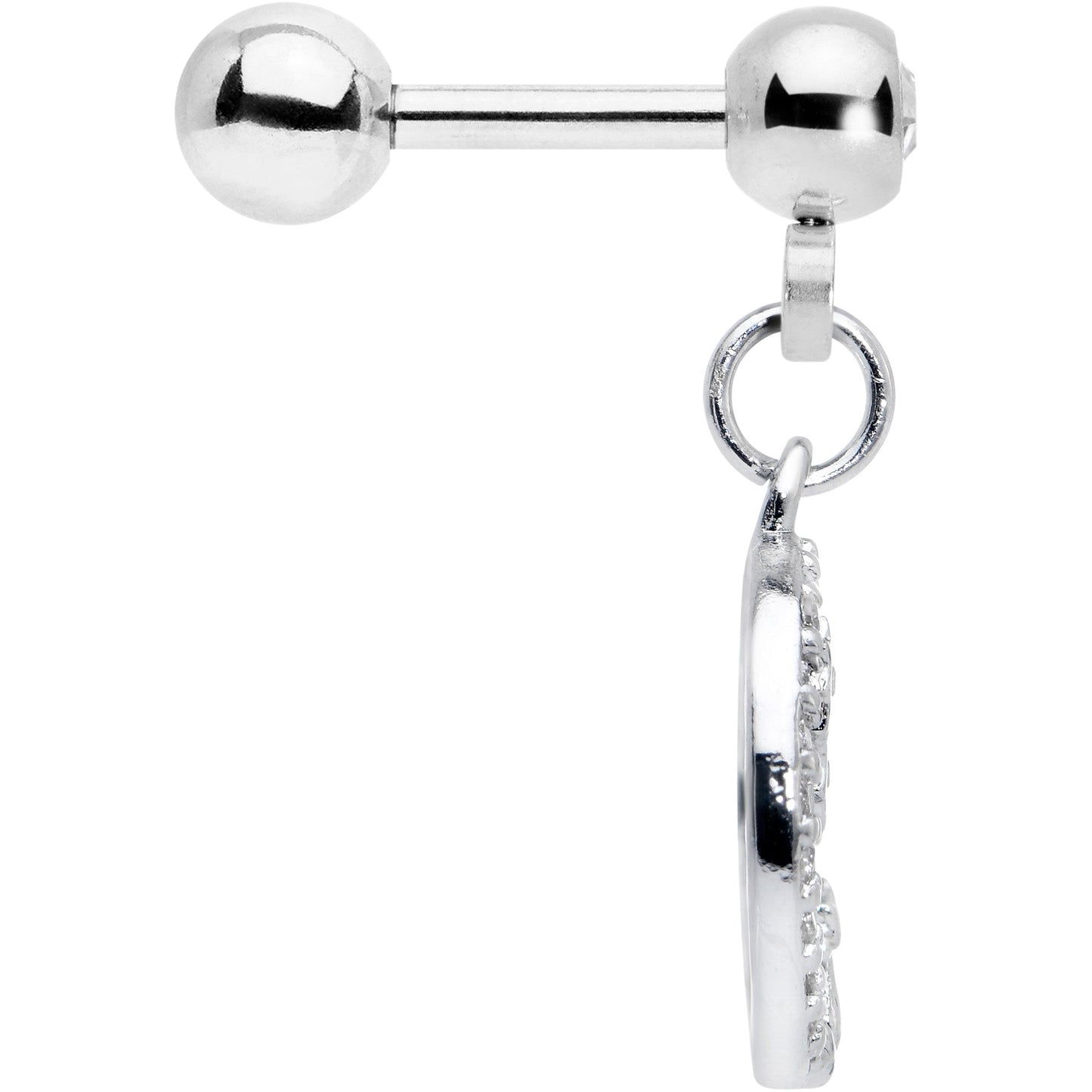 16G 1/4 Clear Gem Cat Yellow Flowers Dangle Cartilage Earring