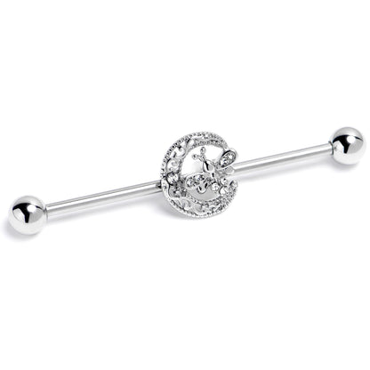 14G Clear Gem Lunar Dragonfly Industrial Barbell 38mm