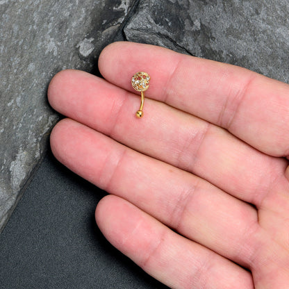 16G 5/16 Clear Gem Gold Tone Lunar Dragonfly Curved Eyebrow Ring