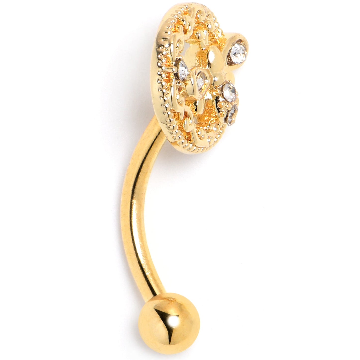 16G 5/16 Clear Gem Gold Tone Lunar Dragonfly Curved Eyebrow Ring