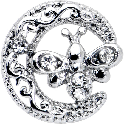 20G 7mm Clear Gem Lunar Dragonfly L Shape Nose Ring