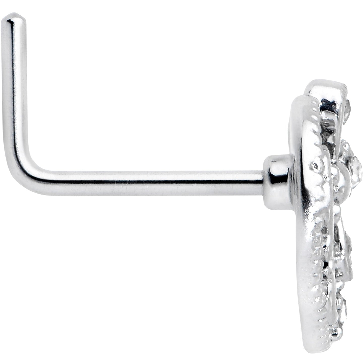 20G 7mm Clear Gem Lunar Dragonfly L Shape Nose Ring