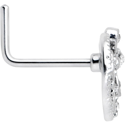 20G 7mm Clear Gem Lunar Dragonfly L Shape Nose Ring