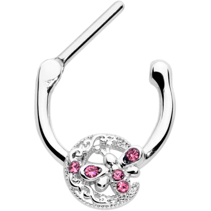 16G 5/16 Pink Gem Lunar Dragonfly Cartilage Clicker