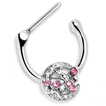 16G 5/16 Pink Gem Lunar Dragonfly Cartilage Clicker