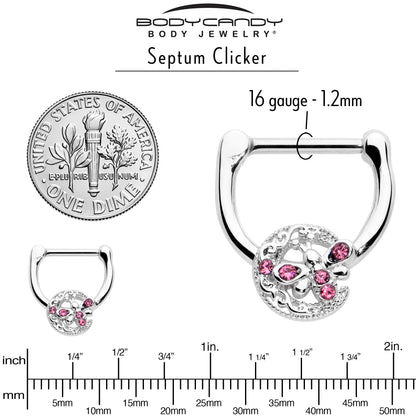 16G 5/16 Pink Gem Lunar Dragonfly Cartilage Clicker