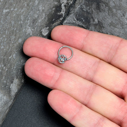 16G 3/8 Blue Gem Lunar Dragonfly Hinged Segment Ring