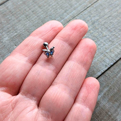 16G 1/4 Blue Gem Fancy Fab Butterfly Cartilage Tragus Earring