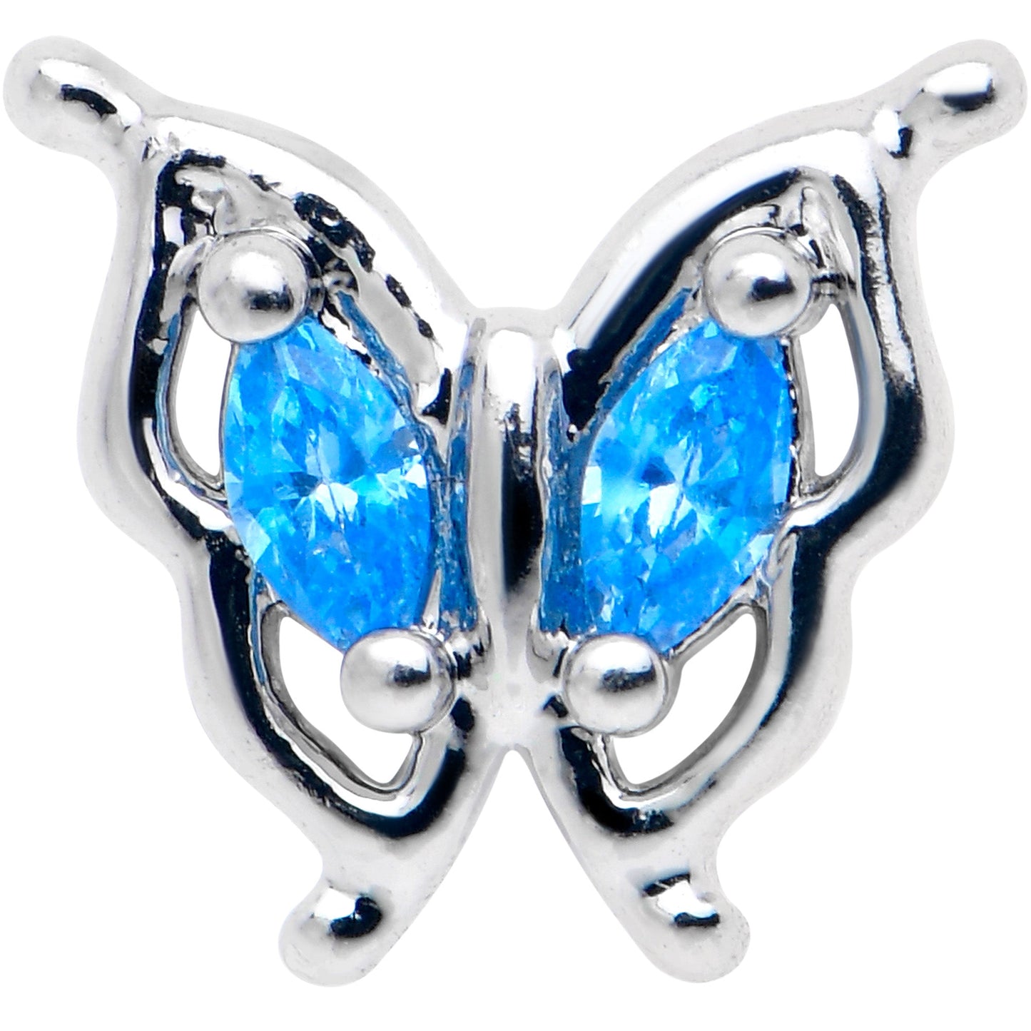 16G 1/4 Blue Gem Fancy Fab Butterfly Cartilage Tragus Earring