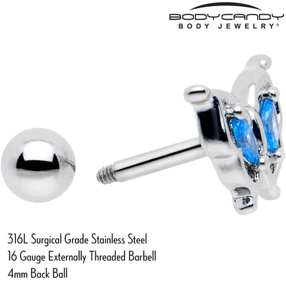 16G 1/4 Blue Gem Fancy Fab Butterfly Cartilage Tragus Earring