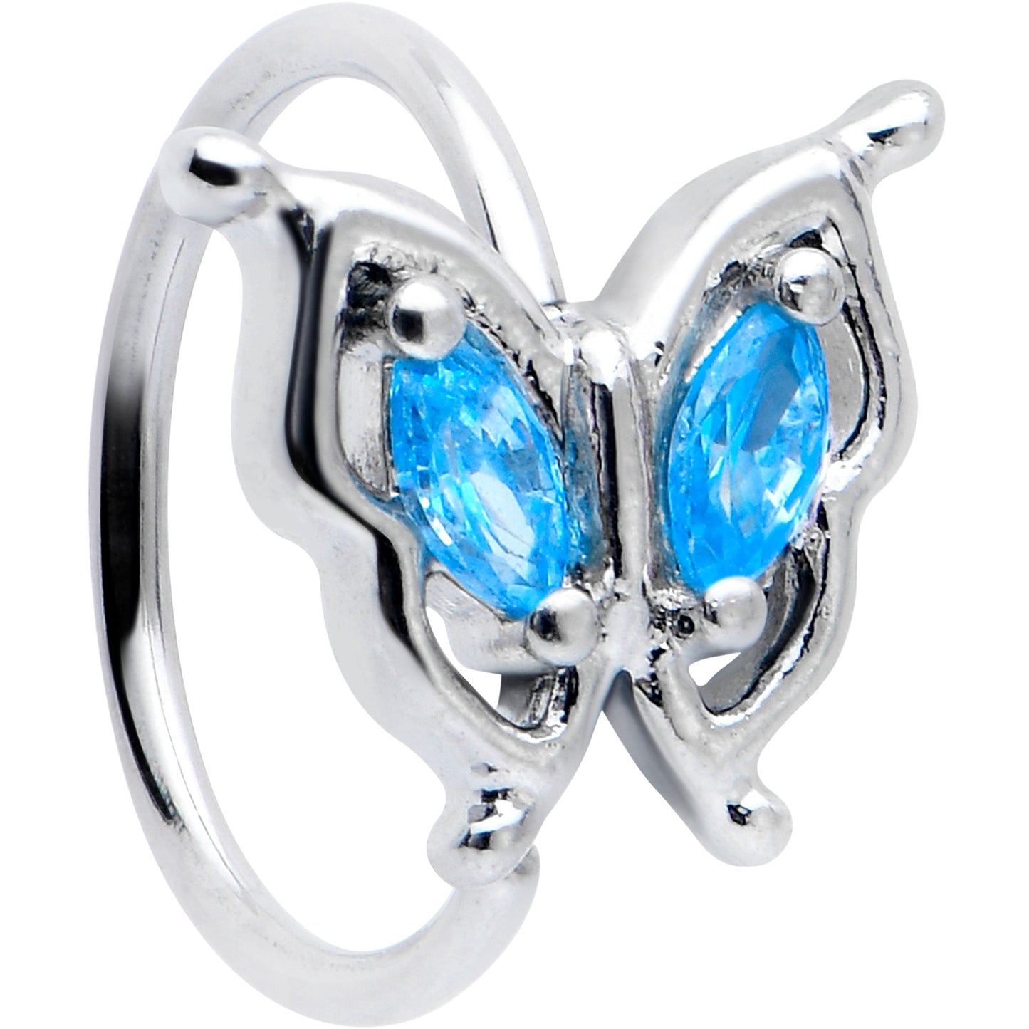 20G 5/16 Blue Gem Fancy Fab Butterfly Nose Hoop