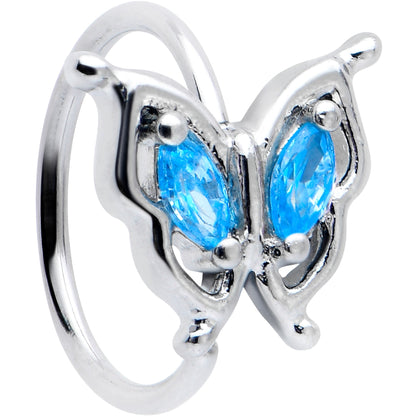 20G 5/16 Blue Gem Fancy Fab Butterfly Nose Hoop