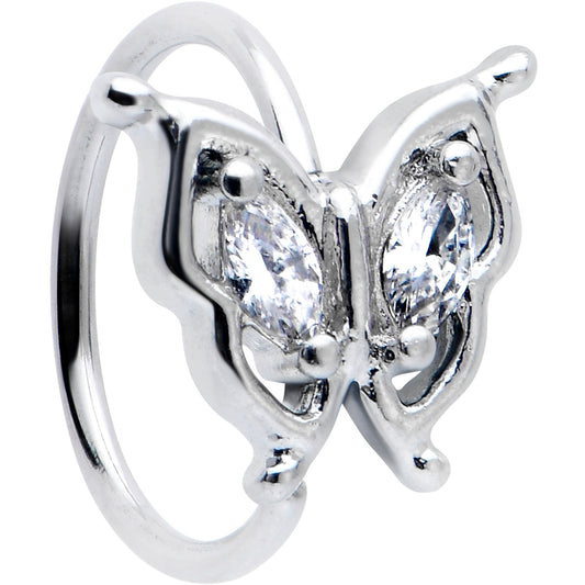 20G 5/16 Clear Gem Fancy Fab Butterfly Nose Hoop