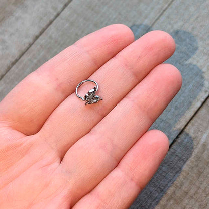 20G 5/16 Clear Gem Fancy Fab Butterfly Nose Hoop