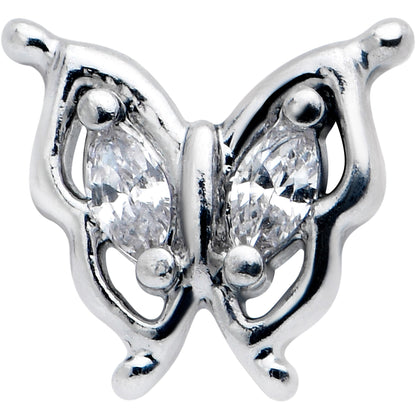 20G 5/16 Clear Gem Fancy Fab Butterfly Nose Hoop