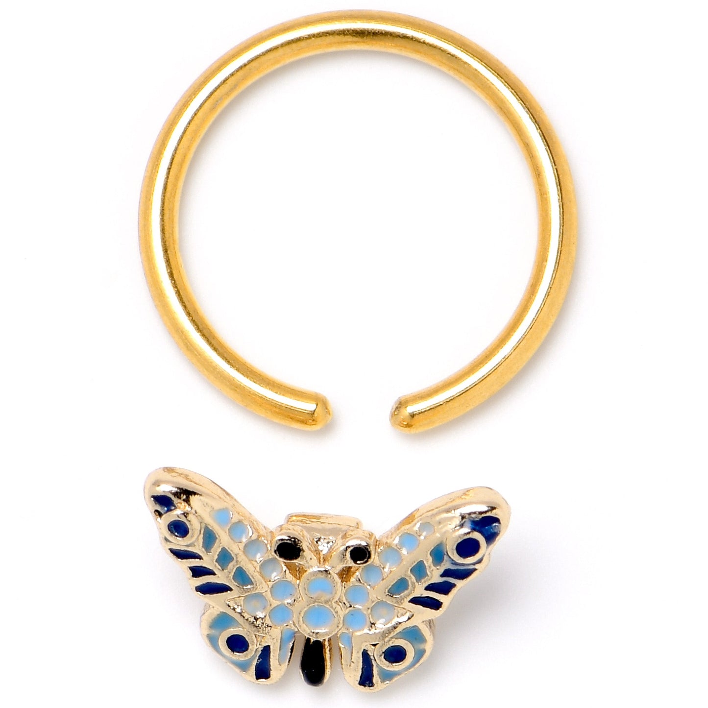 16G 3/8 Gold Tone Evening Butterfly BCR Captive Ring
