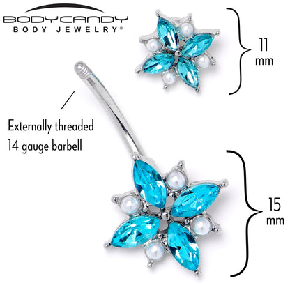 Blue Gem Star Power Double Mount Belly Ring