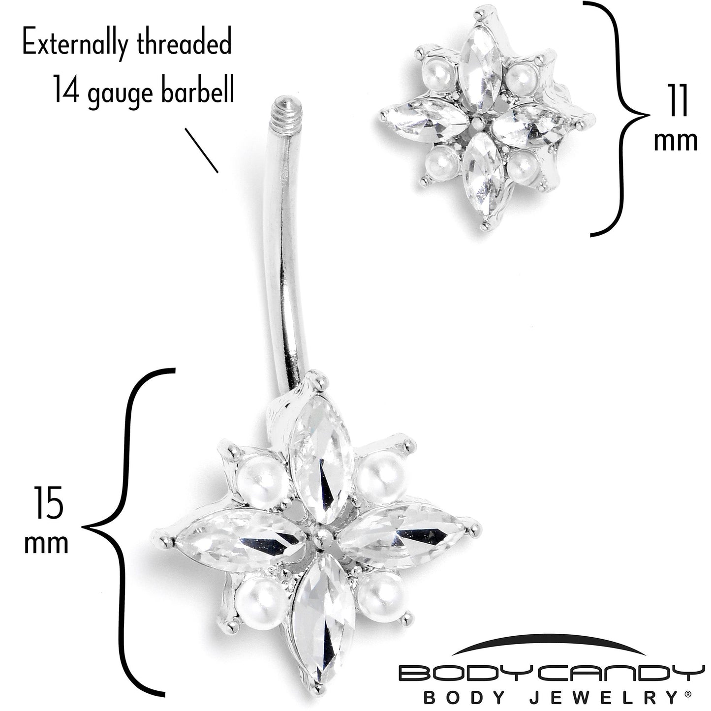 Clear Gem Star Power Double Mount Belly Ring