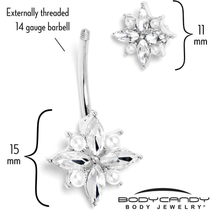 Clear Gem Star Power Double Mount Belly Ring