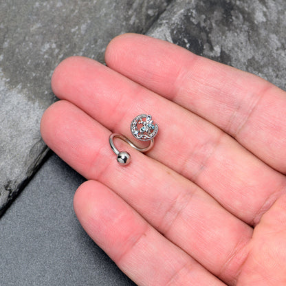 Blue Gem Lunar Dragonfly Spiral Twister Belly Ring