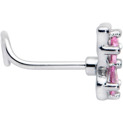 20G 7mm Pink Gem Baroque Beauty Butterfly Left Side Nose Screw