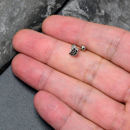 16G 1/4 Clear Gem Heavenly Heart Angel Wing Black Cartilage Earring