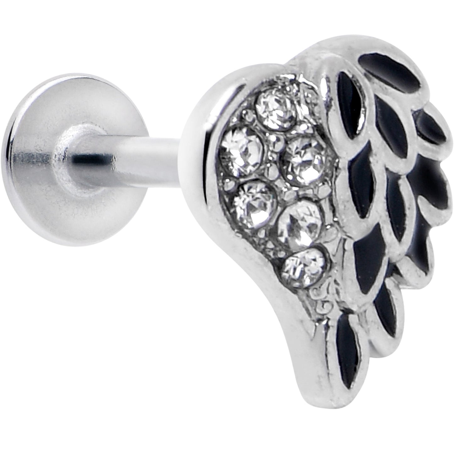 16G 5/16 Clear Gem Heavenly Heart Angel Wing Black Labret Tragus
