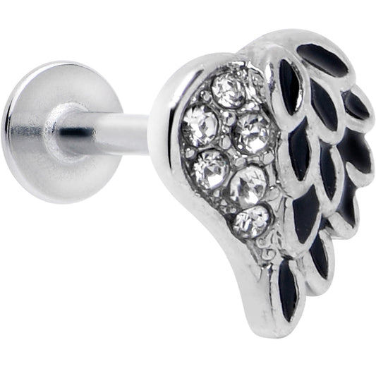 16G 5/16 Clear Gem Heavenly Heart Angel Wing Black Labret Tragus