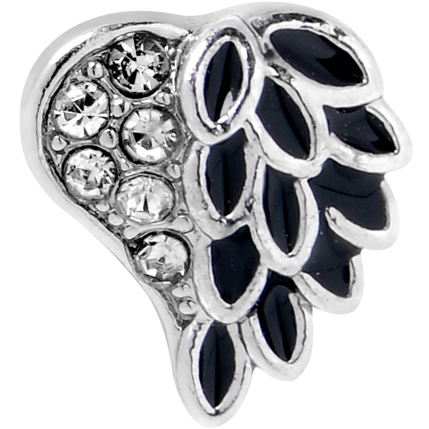 16G 5/16 Clear Gem Heavenly Heart Angel Wing Black Labret Tragus