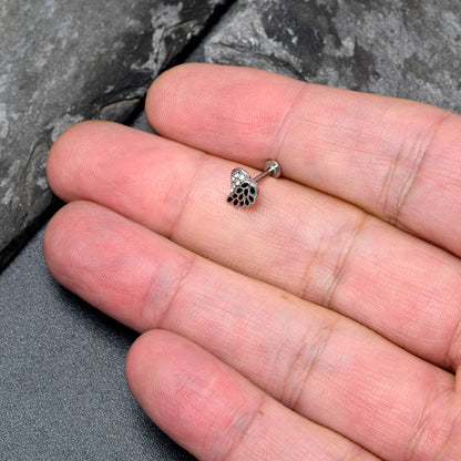 16G 5/16 Clear Gem Heavenly Heart Angel Wing Black Labret Tragus