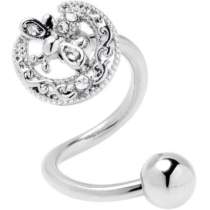 Clear Gem Lunar Dragonfly Spiral Twister Belly Ring