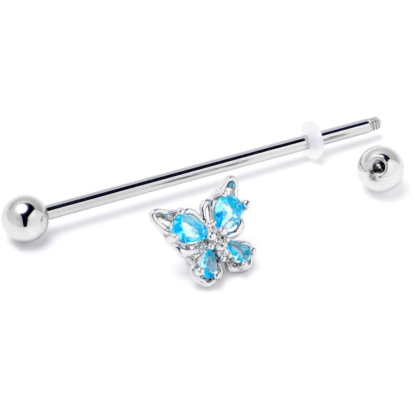 14G Blue Gem Baroque Beauty Butterfly Industrial Barbell 38mm