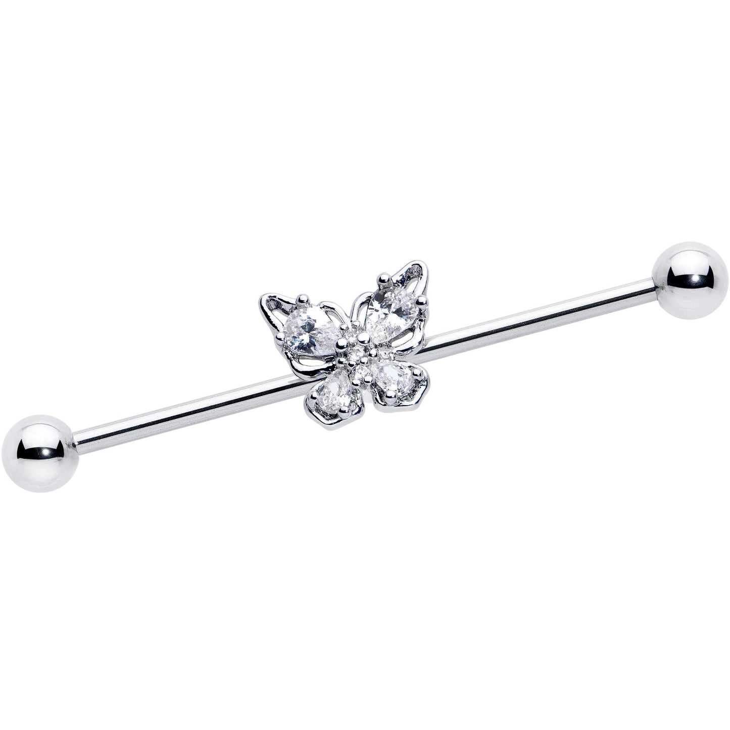 14G Clear Gem Baroque Beauty Butterfly Industrial Barbell 38mm