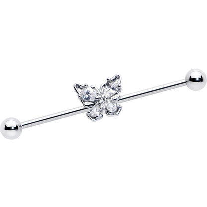 14G Clear Gem Baroque Beauty Butterfly Industrial Barbell 38mm
