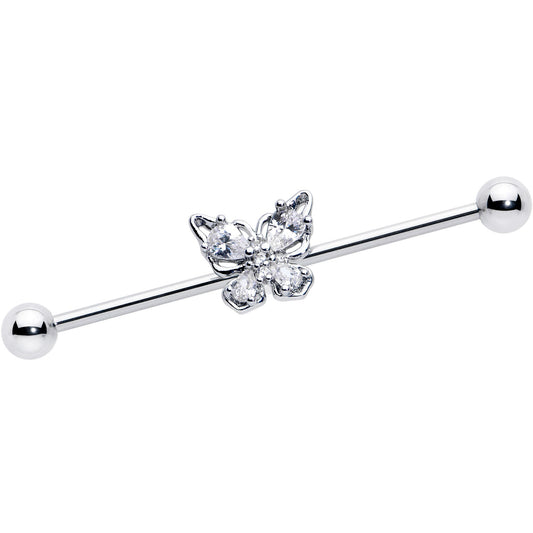 14G Clear Gem Baroque Beauty Butterfly Industrial Barbell 38mm