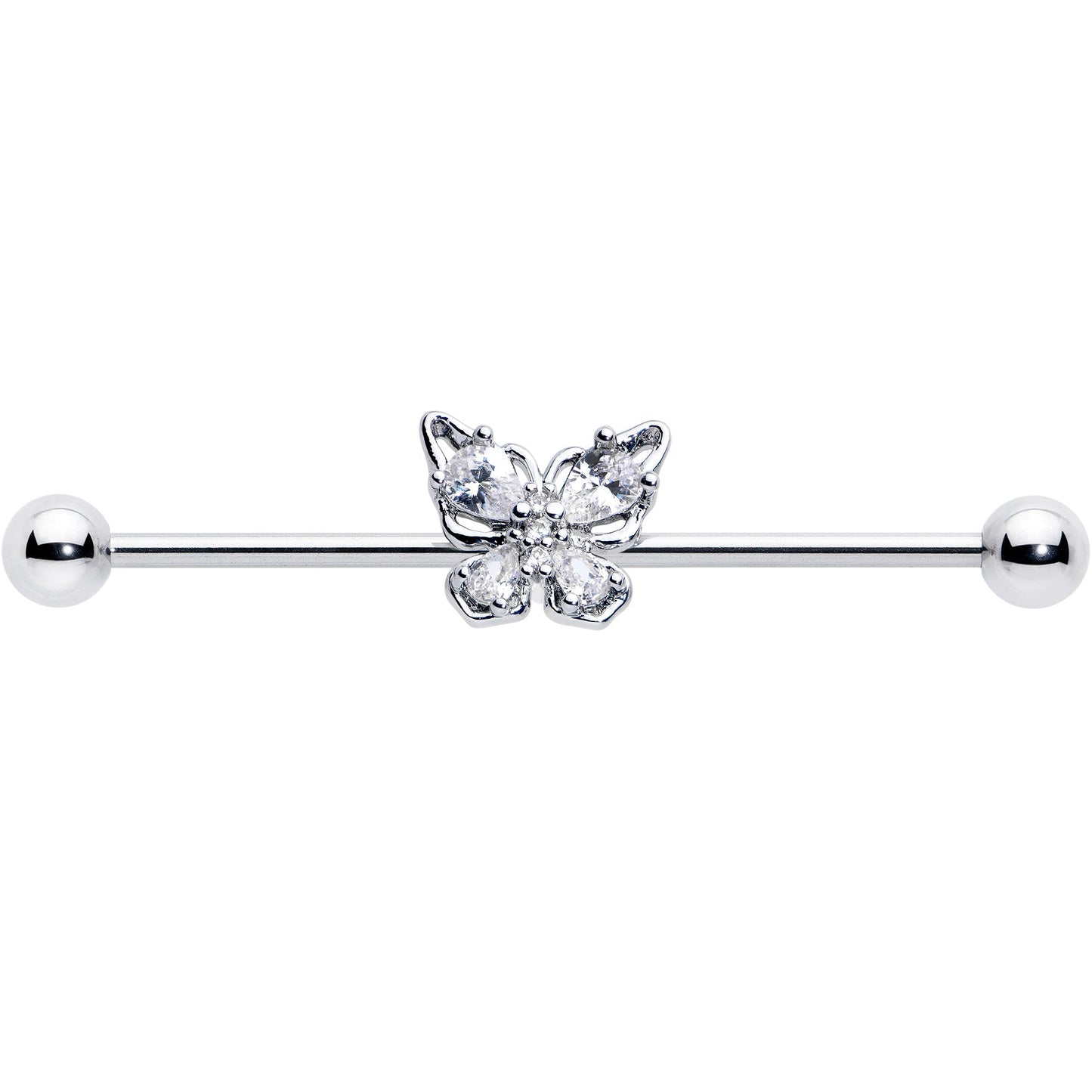 14G Clear Gem Baroque Beauty Butterfly Industrial Barbell 38mm