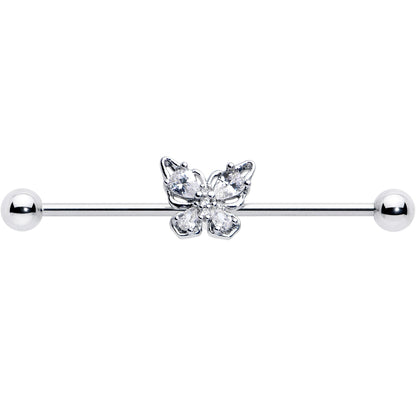 14G Clear Gem Baroque Beauty Butterfly Industrial Barbell 38mm