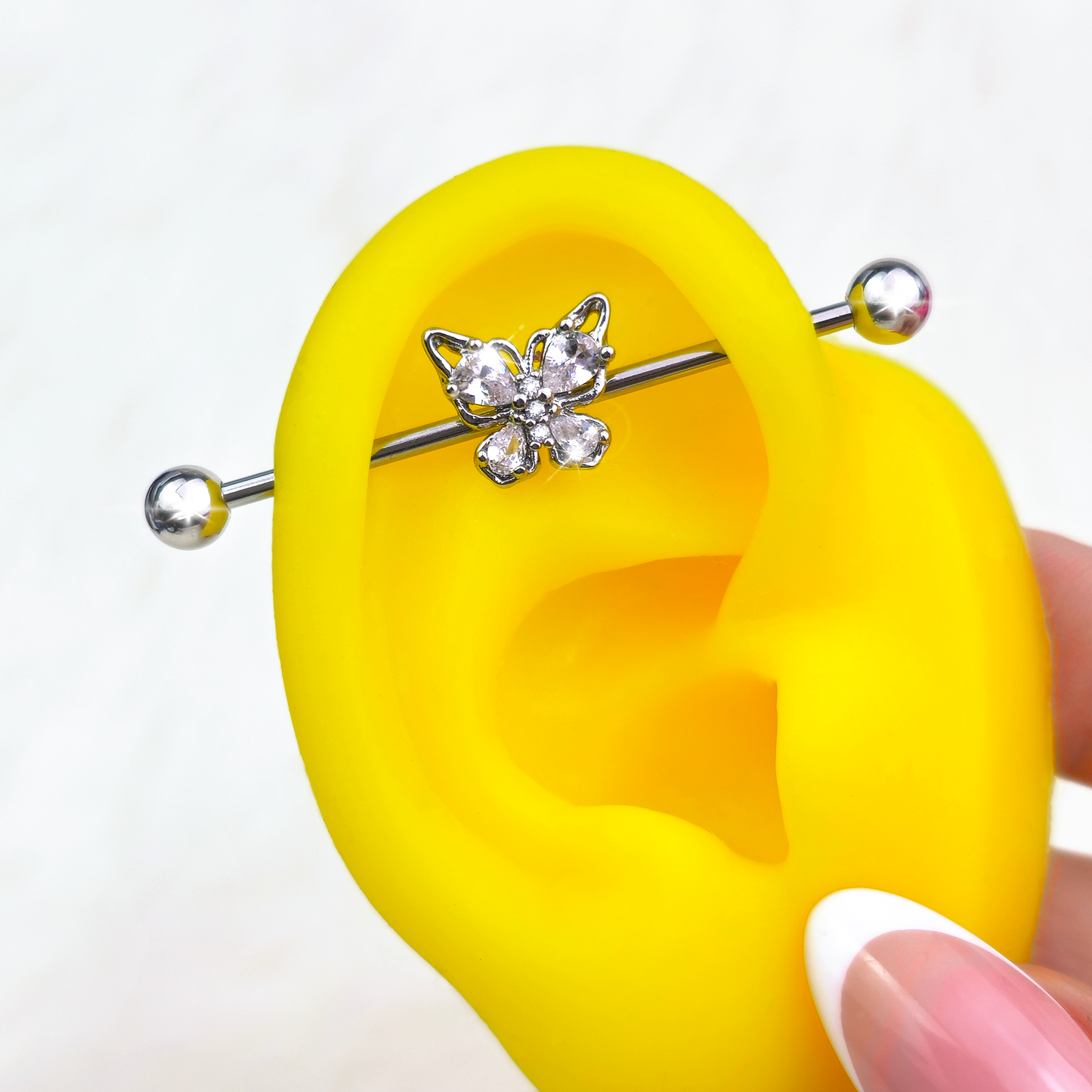 14G Clear Gem Baroque Beauty Butterfly Industrial Barbell 38mm