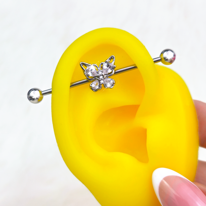 14G Clear Gem Baroque Beauty Butterfly Industrial Barbell 38mm