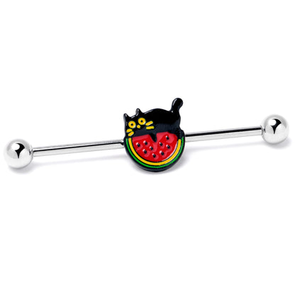 14G Watermelon Cat Love Industrial Barbell 38mm