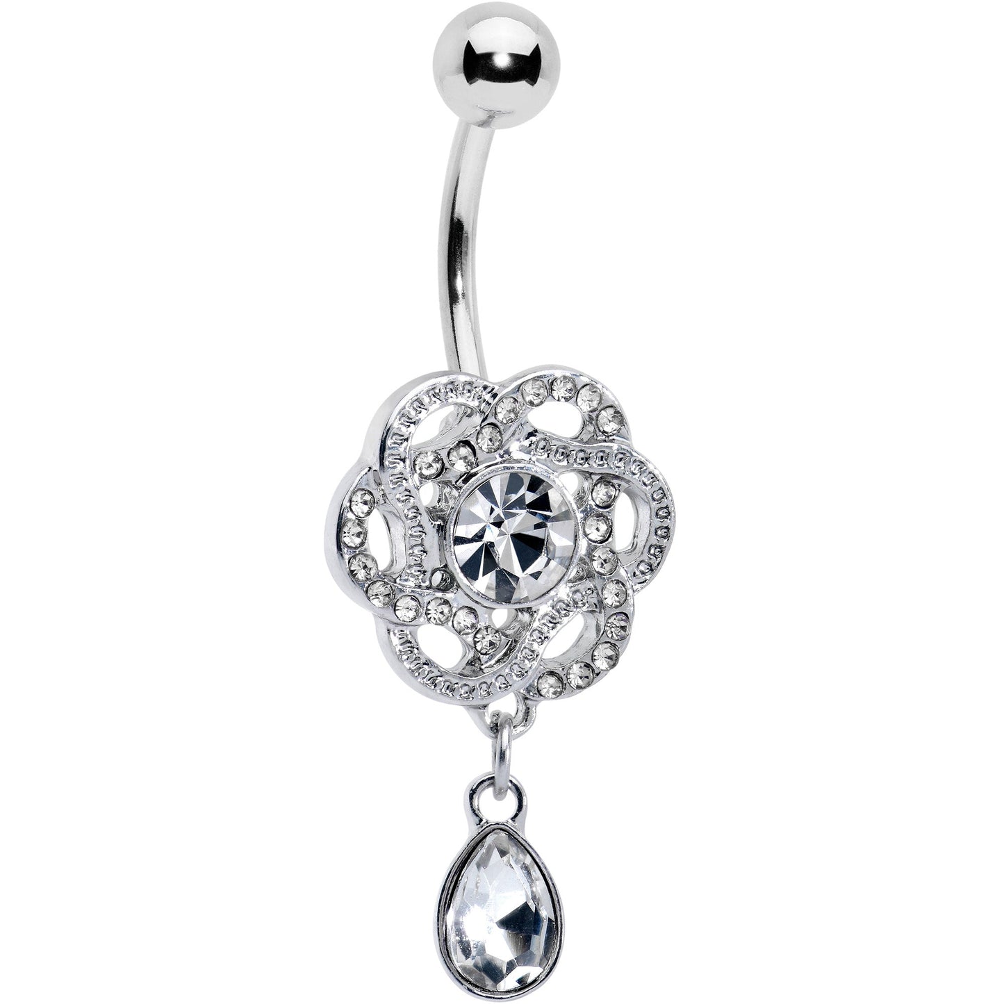 Clear Gem Celtic Knot Elegance Dangle Belly Ring