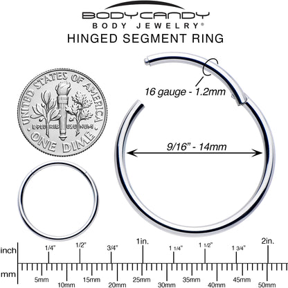 16G 9/16 316L Surgical Steel Precision Hinged Segment Hoop